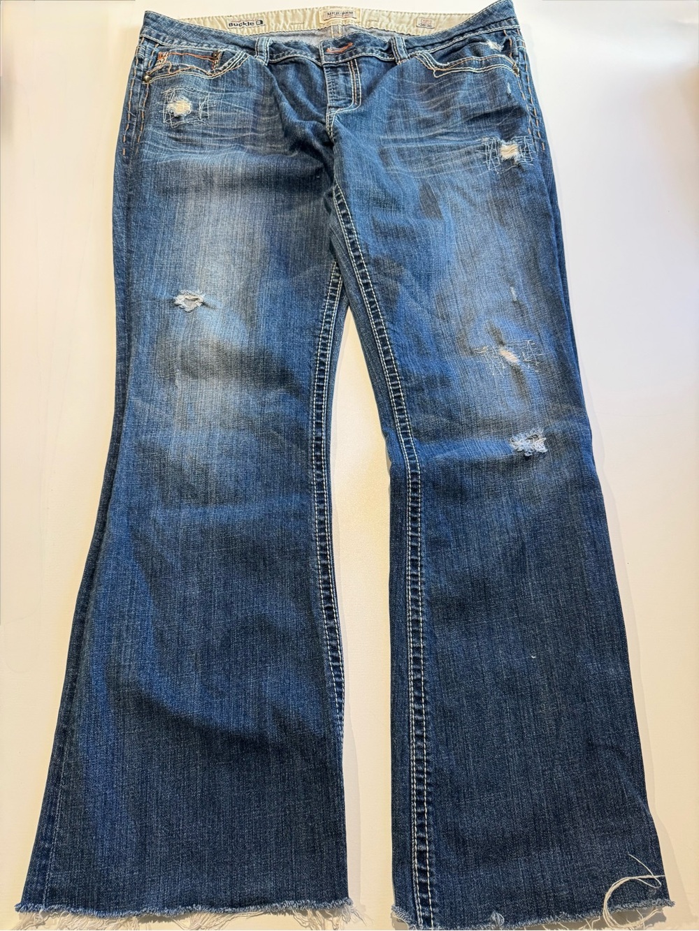 Mek Denim Handcrafted Distressed Bootcut Jeans Embroidered Y2K Western size 36